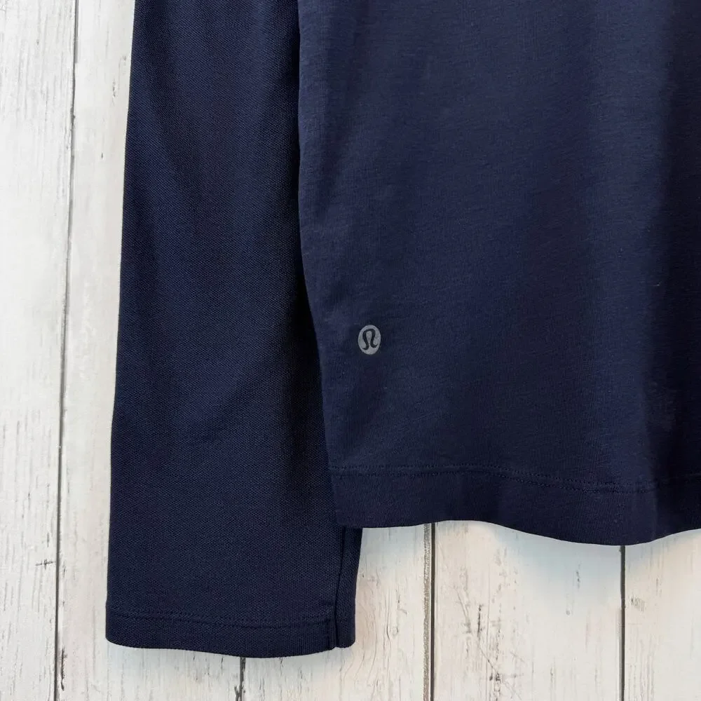 Lululemon Navy Blue Long Sleeve Pullover Crew Shirt Chest Pocket Size Medium